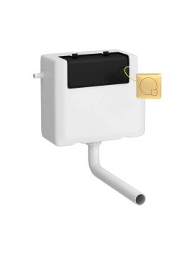 Universal Access Dual Inlet Dual Flush Concealed Cistern & Brushed Brass Square Flush Plate