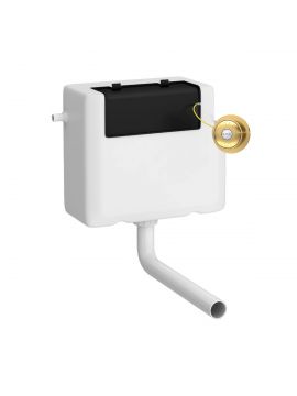 Universal Access Dual Inlet Dual Flush Concealed Cistern & Traditional Brushed Brass Square Flush Plate