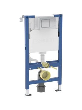 Geberit Duofix Wall Hung WC Frame with Alpha01 Square Flush Plate