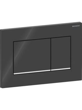 Geberit Sigma20 Square Dual Flush Plate Black / Gloss Chrome