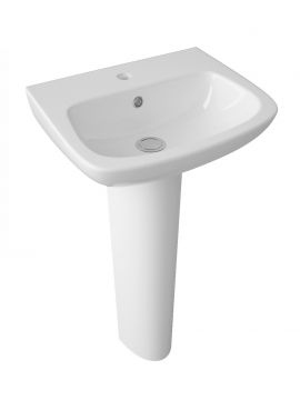 Applecroft Basin & Full Pedestal 1TH White 450 x 360mm