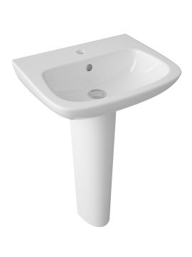 Applecroft Basin & Full Pedestal 1TH White 500 x 400mm