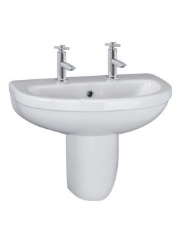 Islington Basin & Semi Pedestal 2TH White 550 x 445mm