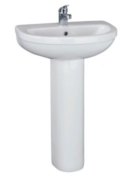 Islington Basin & Full Pedestal 1TH White 550 x 445mm