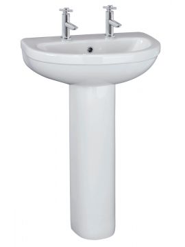 Islington Basin & Full Pedestal 2TH White 550 x 445mm