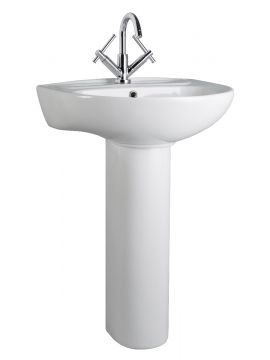 Mississauga Basin & Full Pedestal 1TH White 550 x 475mm