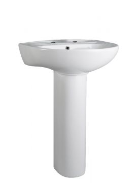 Mississauga Basin & Full Pedestal 2TH White 550 x 475mm