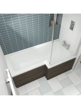 Casperia Acrylic L Shaped Single Ended Shower Bath, Bath Panel & Screen 0TH White Left or Right Hand