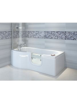 Trojan P Shaped Concert Walk In Bath with Shower Screen and Panels 1675 x 850 x 750mm White Right Hand 0TH