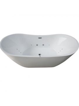 Feroleto Acrylic Freestanding Whirlpool Bath with Integrated Waste 1800 x 900mm 0TH White