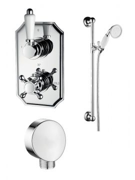 Arlington Twin Traditional Valves & Single Outlet Concealed Shower Valve Slide Rail Kit Chrome