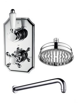 Arlington Twin Traditional Valves & Single Outlet Concealed Shower Valve Overhead Shower Kit Chrome