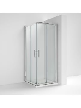 Aversa 6 Framed Corner Entry Double Door Square Shower Enclosure Silver Frame Clear Glass