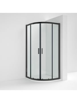 Balano 6 Framed Double Door Quadrant Shower Enclosure Black Frame Clear Glass