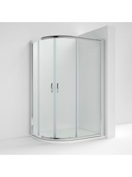 Caravita 5 Framed Double Door Offset Quadrant Shower Enclosure Silver Frame Clear Glass