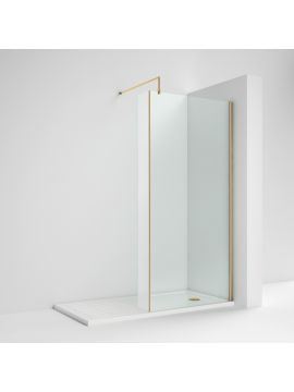 Varcaturo Wetroom 8 Return Panel 1850 x 215 x 8mm Brushed Brass Frame Clear Glass