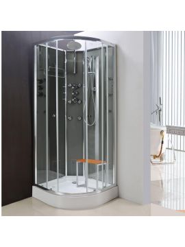 Arpino Framed Double Door Quadrant Hydro Massage Shower Cabin Silver Frame Clear Glass