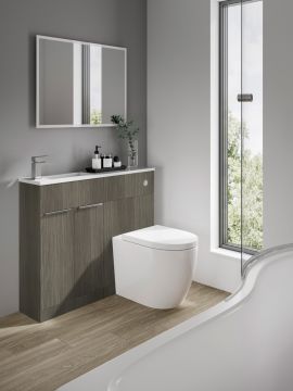 Elation Combination Vanity Basin & WC Unit with Straight Gelstone Basin 840 x 1000 x 243mm Bodega Grey