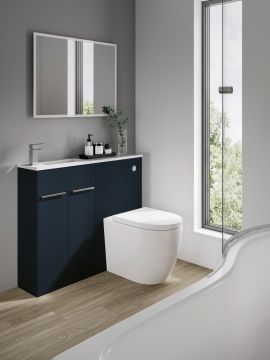 Elation Combination Vanity Basin & WC Unit with Straight Gelstone Basin 840 x 1000 x 243mm Indigo Matt