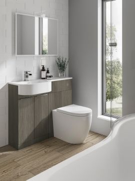 Elation Combination P-Shaped Vanity Basin & WC Unit with P-Shaped Gelstone Basin 840 x 1010 x 400mm Bodega Grey Left Hand