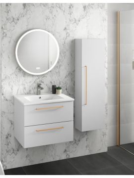 Elation Mito Tall Unit 1200 x 350 x 198mm White Gloss Brushed Brass Handles