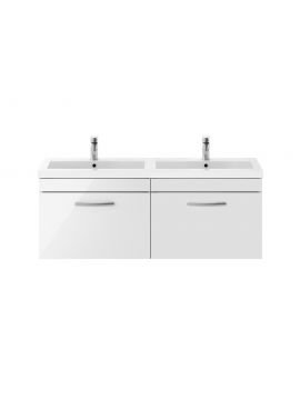 Artena Double Drawer Wall Hung Vanity Unit & Mid-Edge Double Basin 1200mm