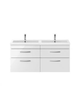 Artena Four Drawer Wall Hung Vanity Unit & Mid-Edge Double Basin 1200mm