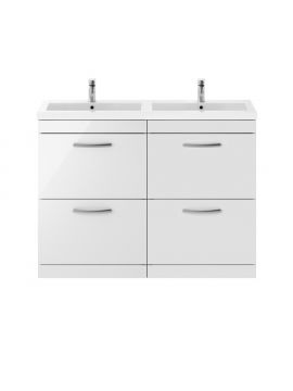 Artena Four Drawer Floor Standing Vanity Unit & Double Mid-Edge Basin 1200mm