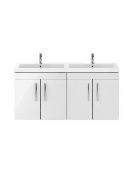 Artena Four Door Wall Hung Vanity Unit & Double Mid-Edge Basin 1200mm