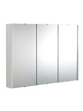 Deruta Triple Door Wall Hung Mirror Cabinet 650 x 900 x 110mm Gloss White