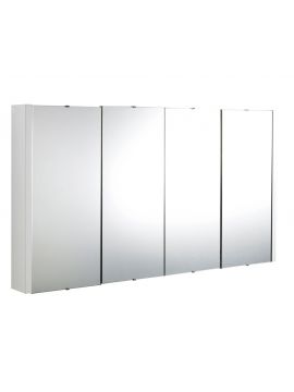 Deruta Four Door Wall Hung Mirror Cabinet 650 x 1200 x 110mm Gloss White