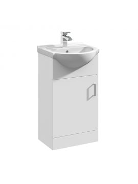 Marolino Single Door Floor Standing Vanity Unit & Basin 450mm Gloss White