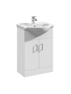 Marolino Single Door Floor Standing Vanity Unit & Basin 550mm Gloss White