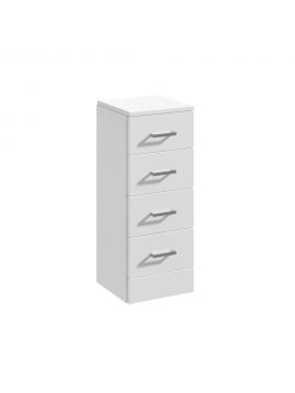 Marolino Four Drawer Floor Standing Slimline Unit 300mm Gloss White