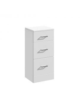 Marolino Three Drawer Floor Standing Full Depth Unit 350mm Gloss White