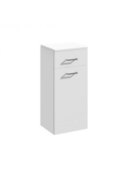 Marolino Single Door & Single Drawer Floor Standing Slimline Laundry Basket 350mm Gloss White