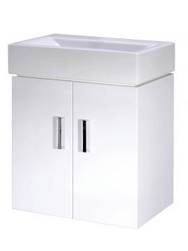 Marolino Double Door Wall Hung Vanity Unit & Basin 450mm Gloss White
