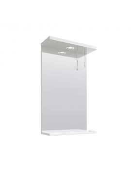 Marolino Wall Hung Mirror With Mains Powered Single Light 450mm Gloss White