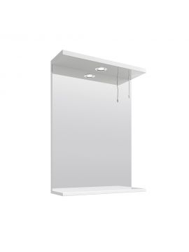 Marolino Wall Hung Mirror With Mains Powered Single Light 550mm Gloss White