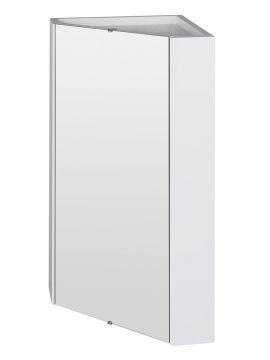 Marolino Single Door Wall Hung Corner Mirror Cabinet 650 x 324 x 324mm Gloss White