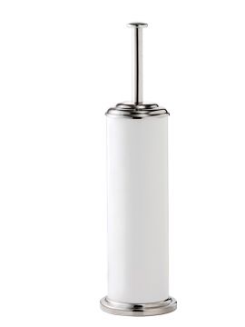 Toilet Brush & Holder White & Polished Stainless Steel