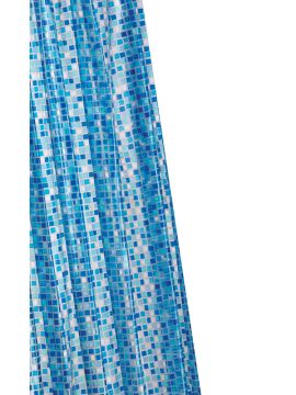 PVC Shower Curtain Blue Mosaic 800 x 1800mm