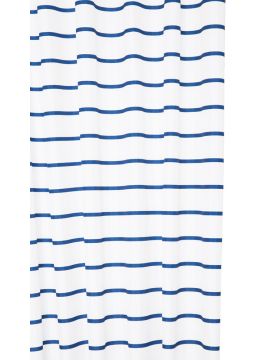 Textile Shower Curtain White & Navy Pinstripe 1800 x 1800mm