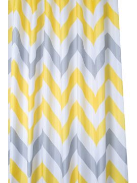 Textile Shower Curtain Yellow & Grey Chevron 1800 x 1800mm