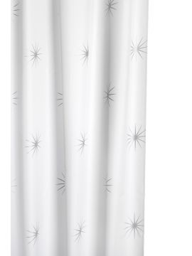 Textile Shower Curtain White & Grey Stellar 1800 x 1800mm