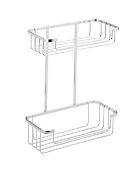Screw to Wall Storage Two Tier Cosmetic Basket Chrome