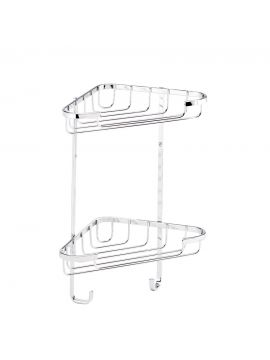Screw to Wall Storage Small Two Tier Corner Basket Chrome