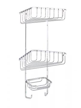 Screw to Wall Storage Three Tier Corner Basket Chrome