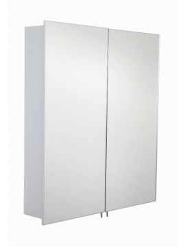 Hang 'n' Lock Warwick Double Door Illuminated Cabinet Aluminium with Double Sided Mirrored Door