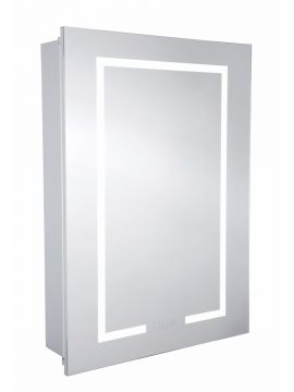 Hang 'n' Lock Maiford Single Door Illuminated Cabinet Aluminium with Double Sided Mirrored Door